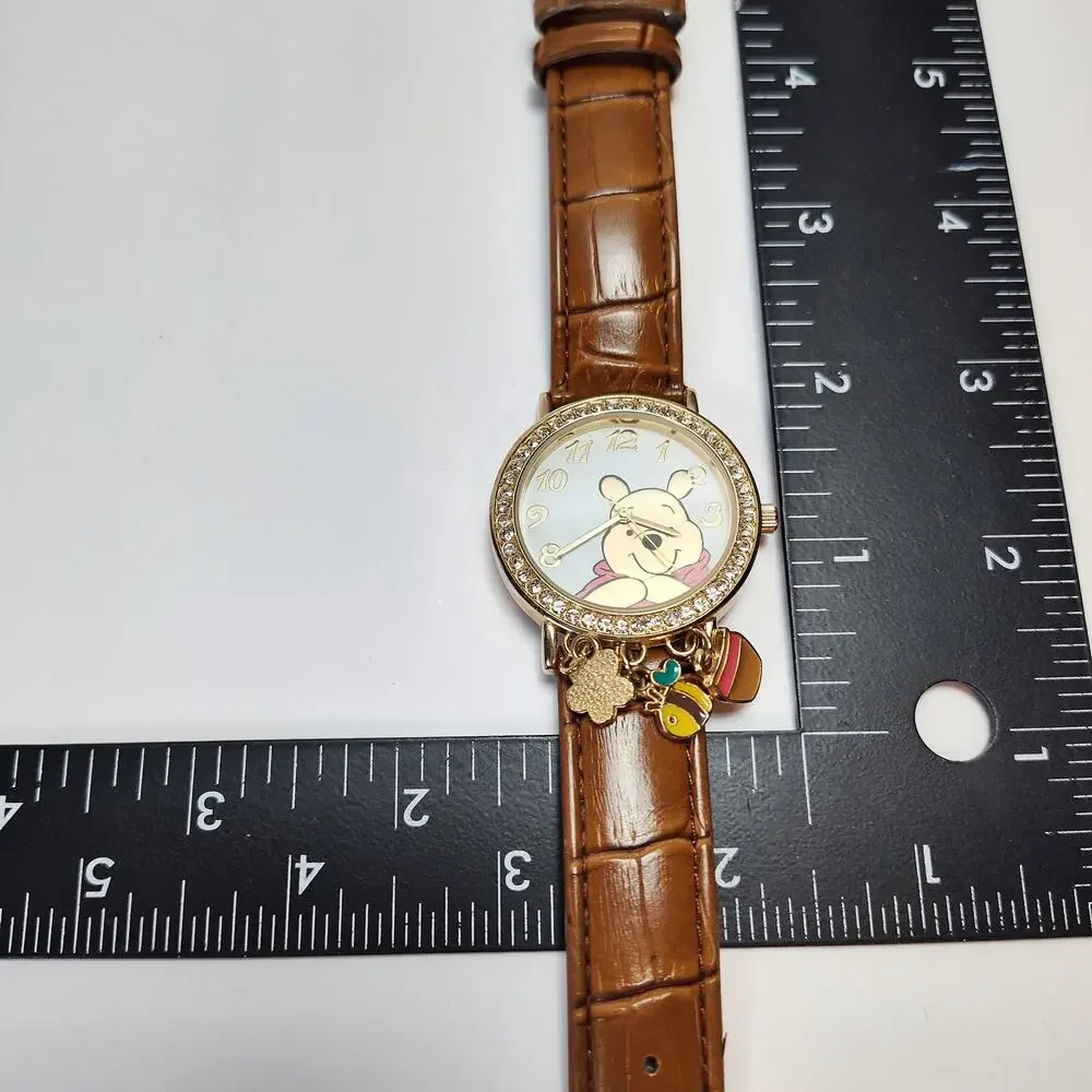 Disney Winnie the Pooh Charm Dangle Watch Bee Hunny Rhinestone Gold